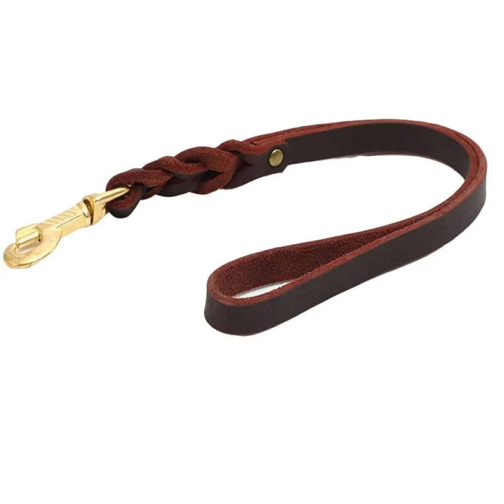 50cm Genuine Leather Short Leash for Dog