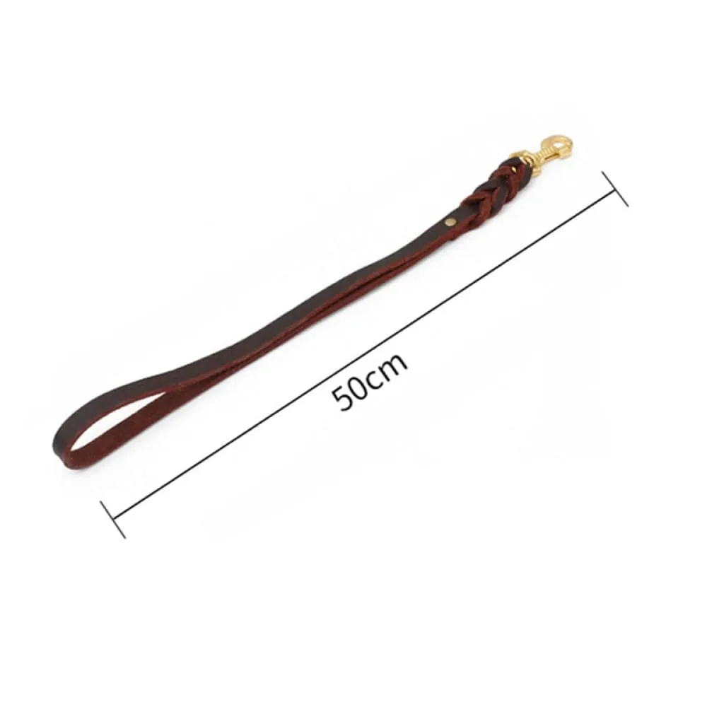 50cm Genuine Leather Short Leash for Dog