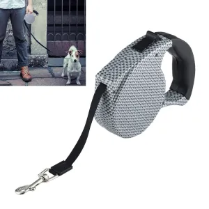 5M Grid Pattern Retractable Dog Leash Black / White