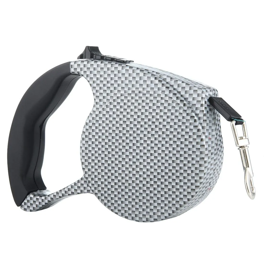 5M Grid Pattern Retractable Dog Leash Black / White