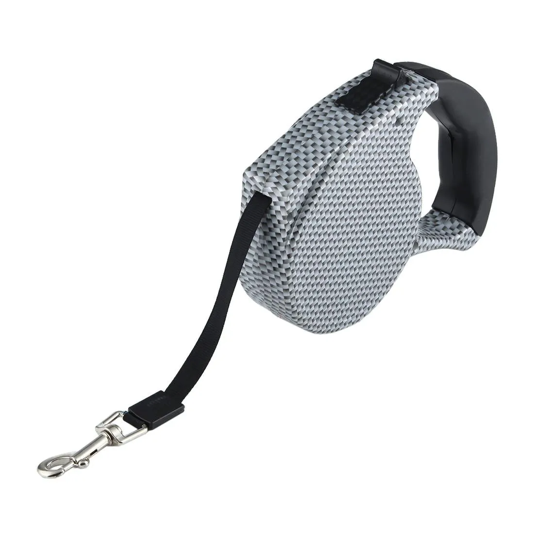 5M Grid Pattern Retractable Dog Leash Black / White