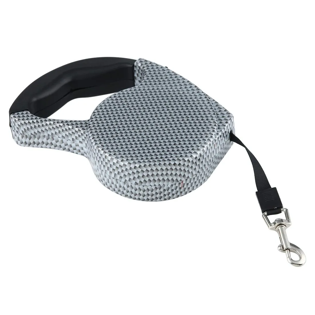 5M Grid Pattern Retractable Dog Leash Black / White