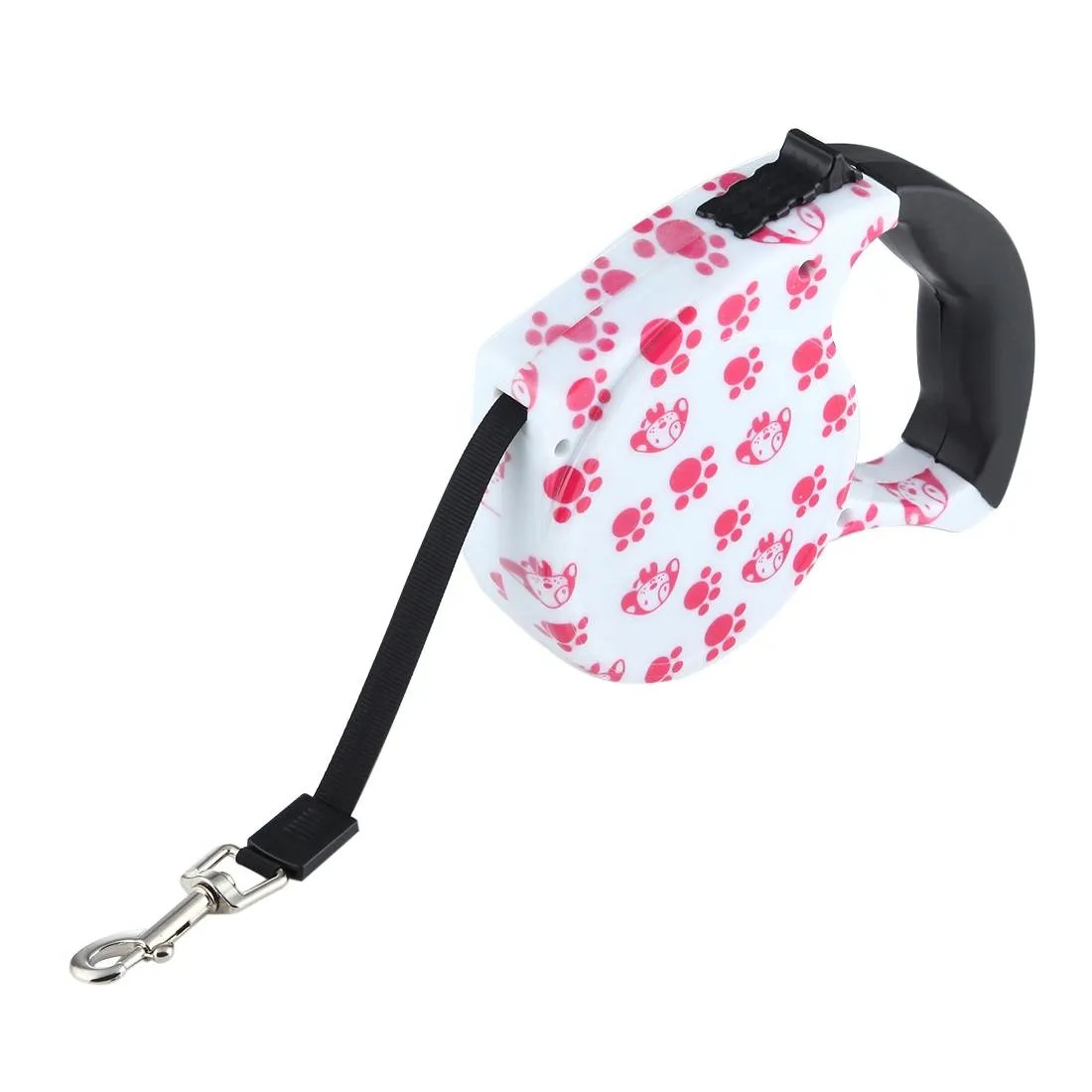 5M Pink Dog Footprint Pattern Easy Operation Retractable Dog Leash Pink