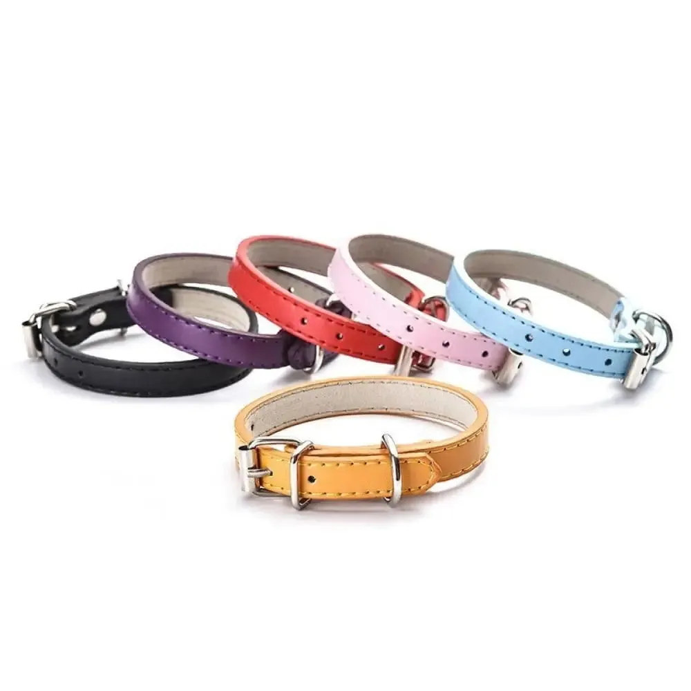 Adjustable Leather Pet Collar for Small, Medium, and Large Dogs Available in 6 Colors