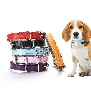Adjustable Leather Pet Collar for Small, Medium, and Large Dogs Available in 6 Colors