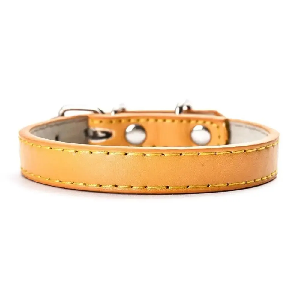 Adjustable Leather Pet Collar for Small, Medium, and Large Dogs Available in 6 Colors