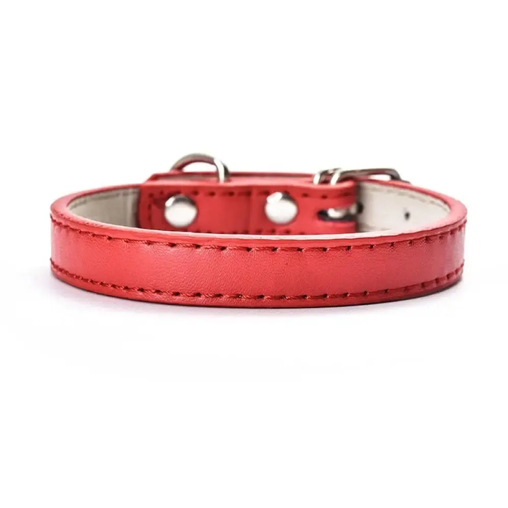 Adjustable Leather Pet Collar for Small, Medium, and Large Dogs Available in 6 Colors