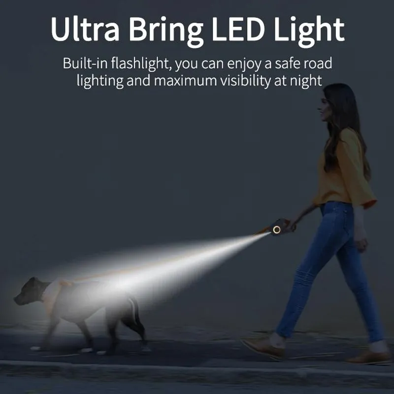 Automatic Retractable Led Dog Leash 3M Green