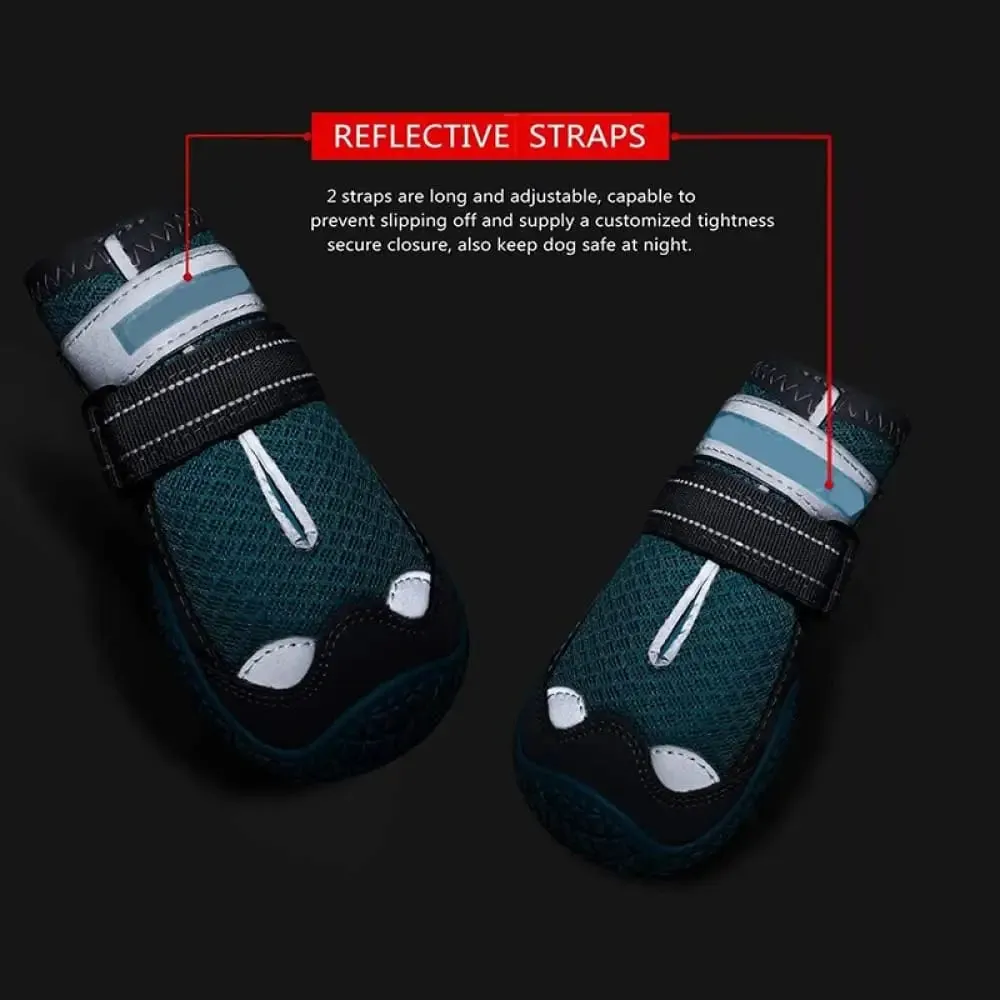 Comfortable Breathable Reflective Adjustable Strap Anti-slip Pet Boots for Medium, Large Dogs