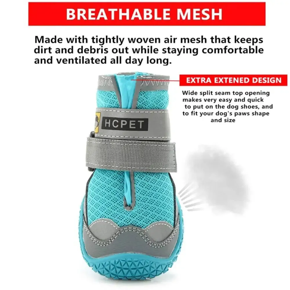 Comfortable Breathable Reflective Adjustable Strap Anti-slip Pet Boots for Medium, Large Dogs