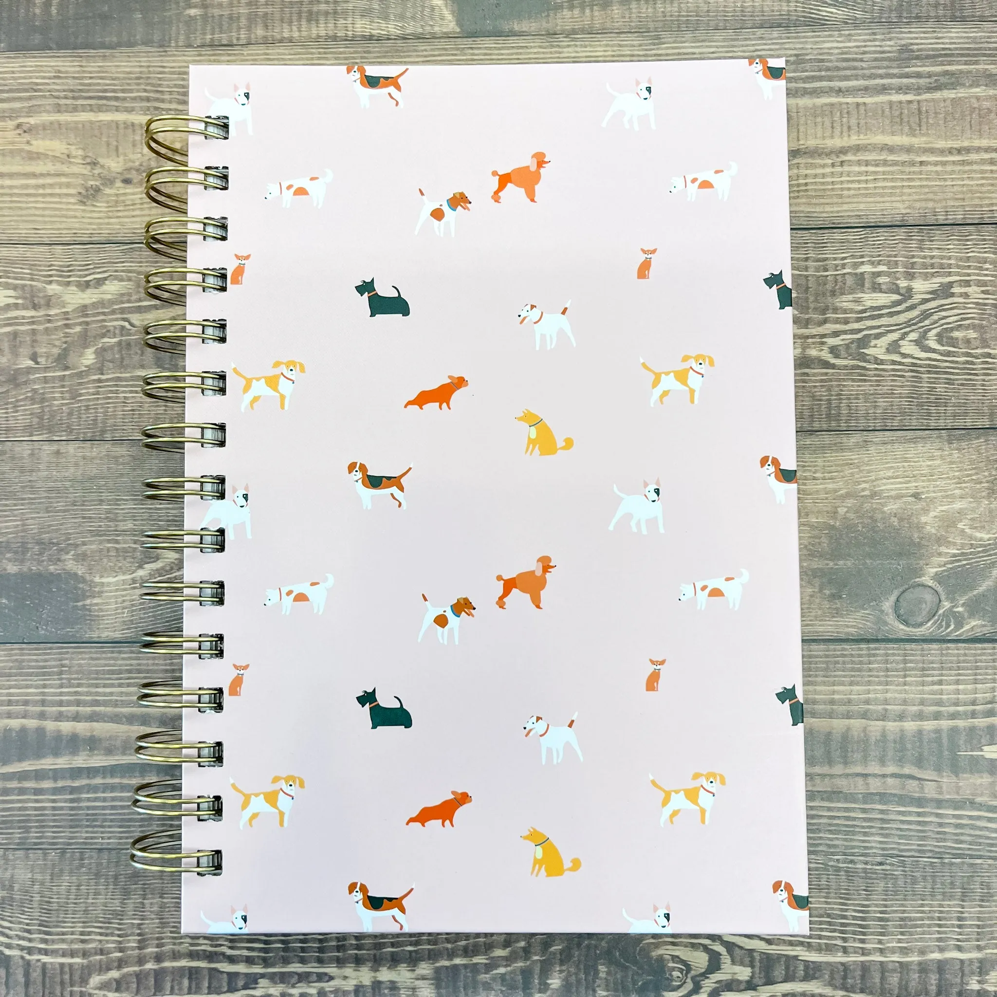 Dog Pattern 6 x 8 Spiral Hard Cover Journal