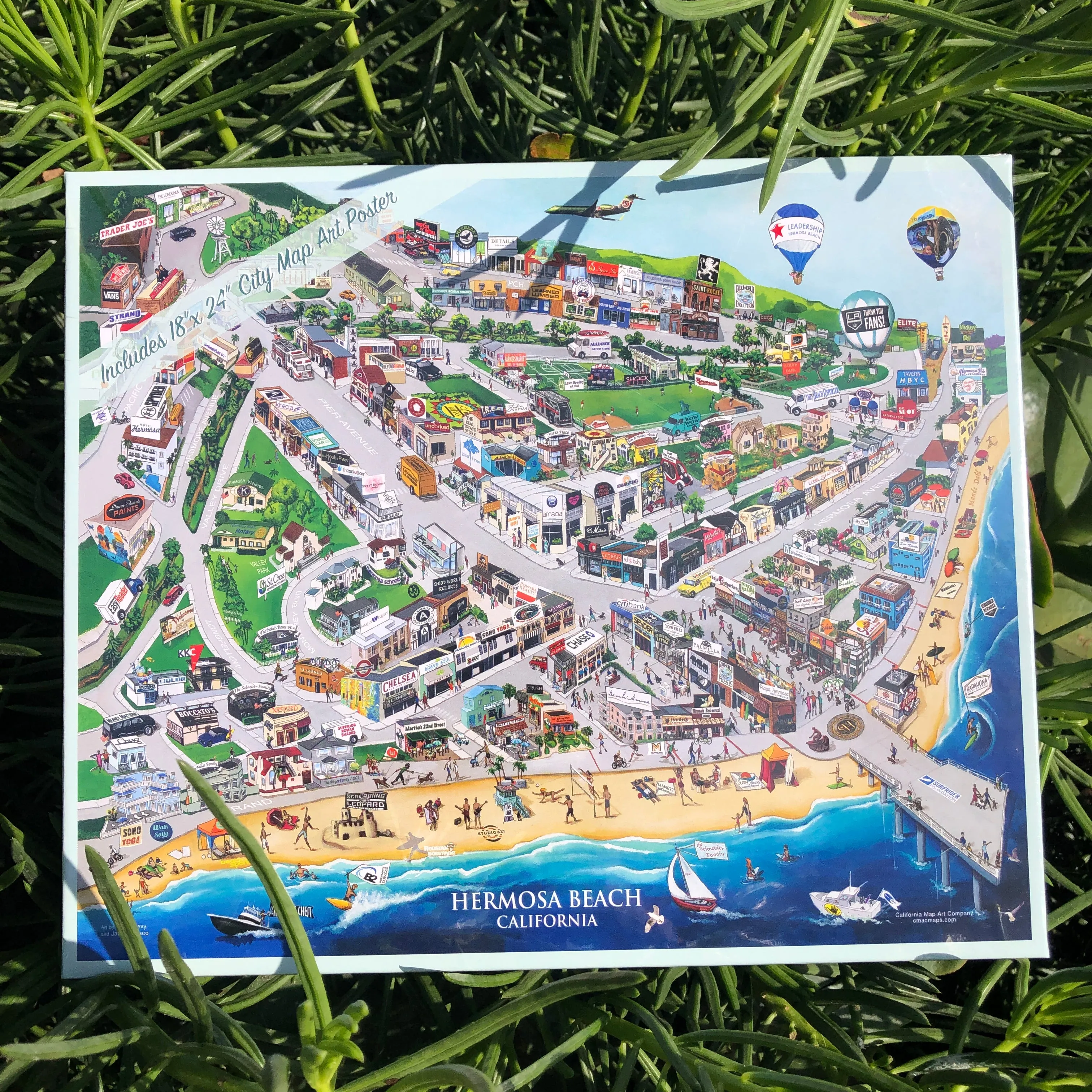 Hermosa Beach City Map Art Poster Puzzle (18" x 24") - 500 piece