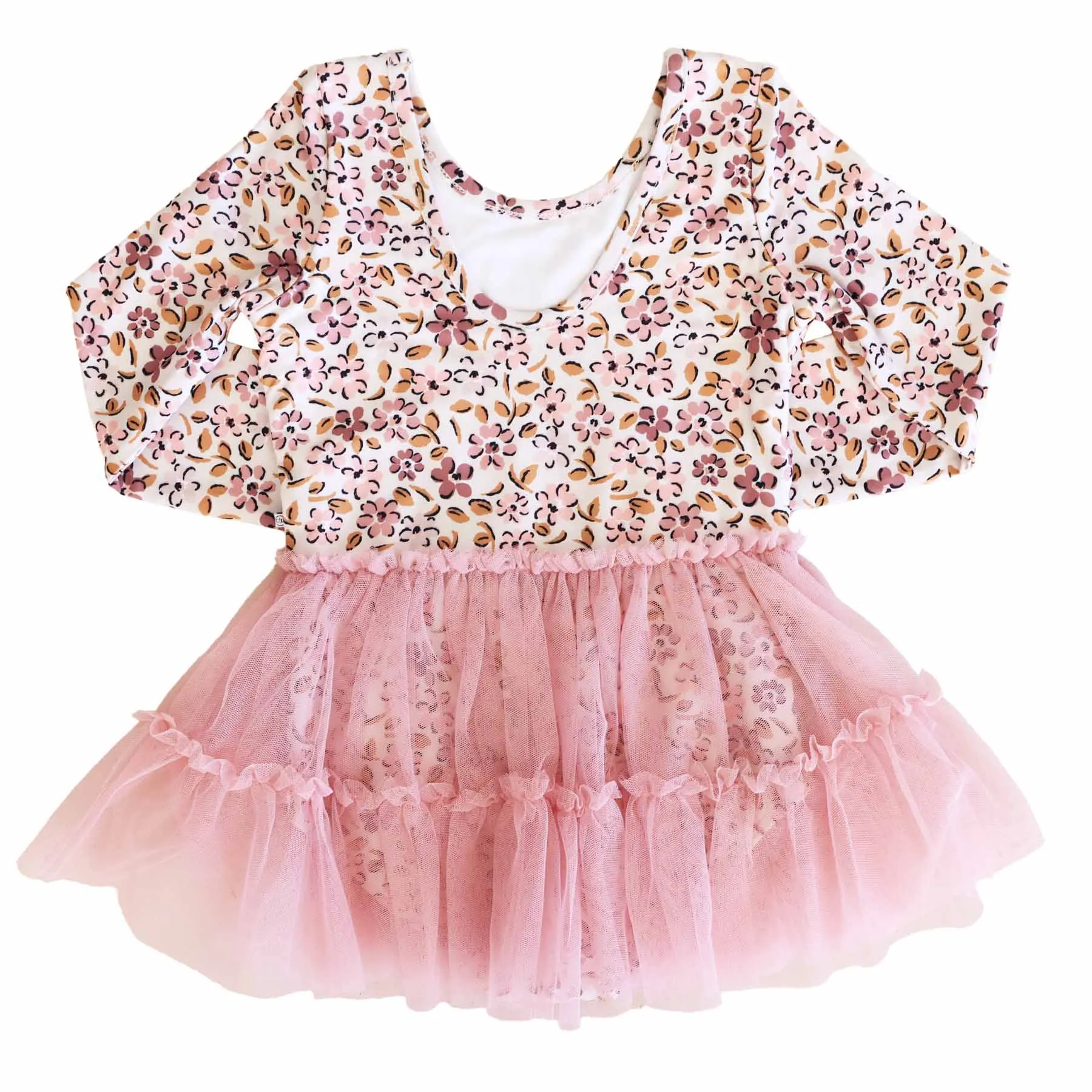 Long Sleeve Ruffle Skirt Leotard | Fall Blooms