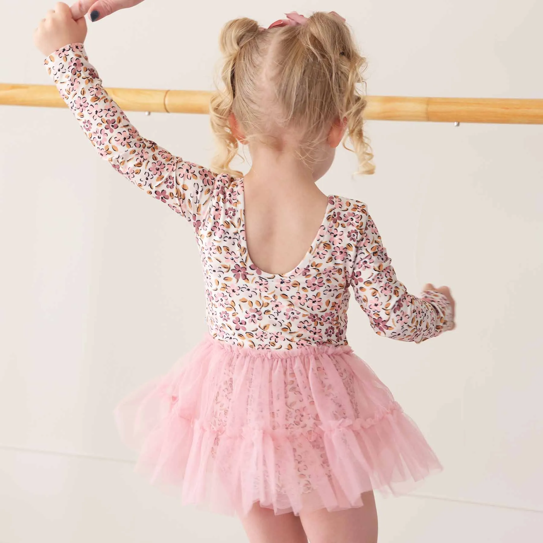 Long Sleeve Ruffle Skirt Leotard | Fall Blooms
