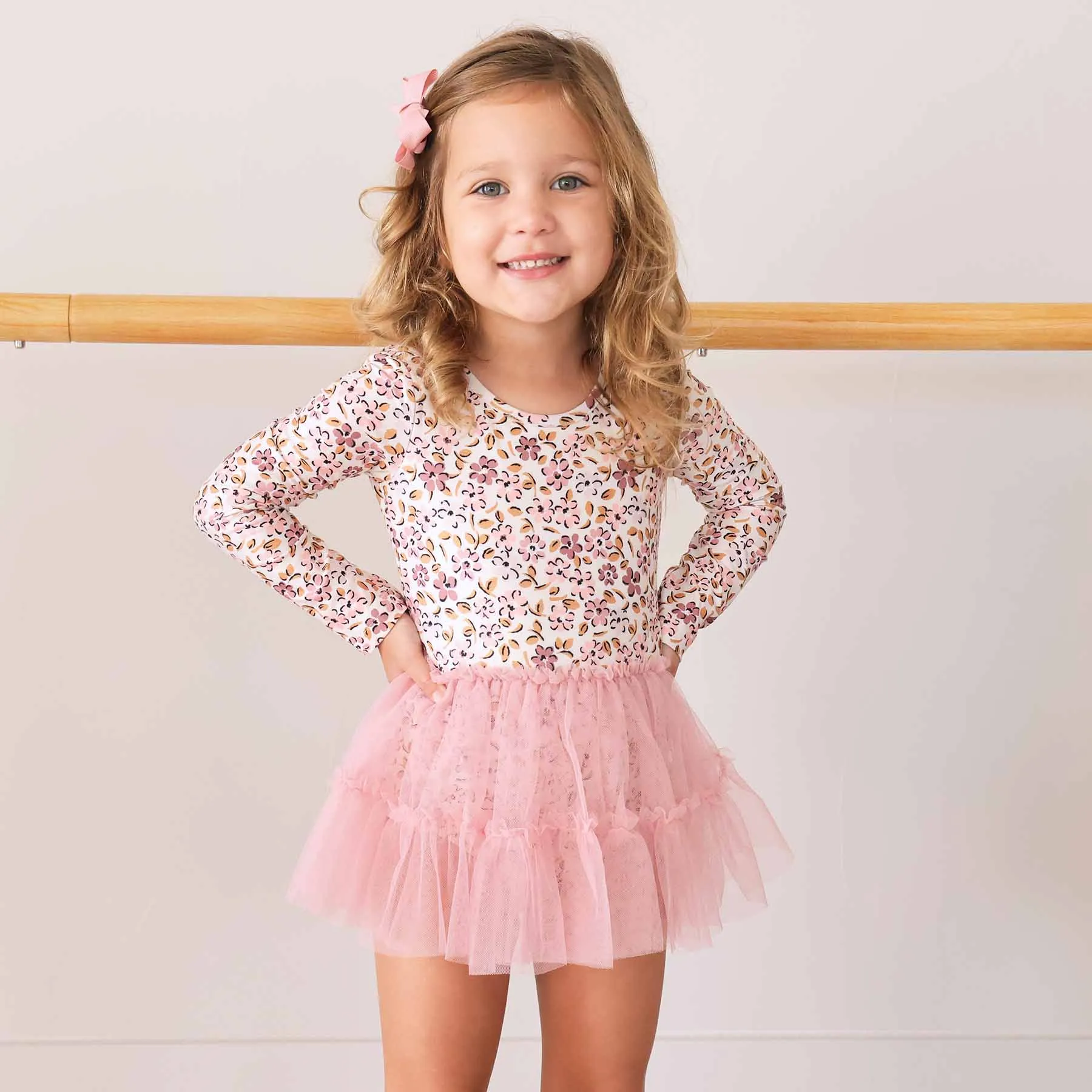 Long Sleeve Ruffle Skirt Leotard | Fall Blooms