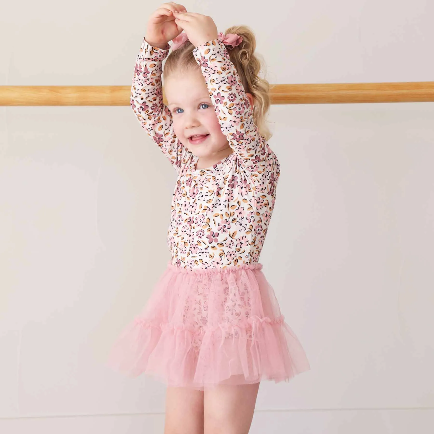 Long Sleeve Ruffle Skirt Leotard | Fall Blooms