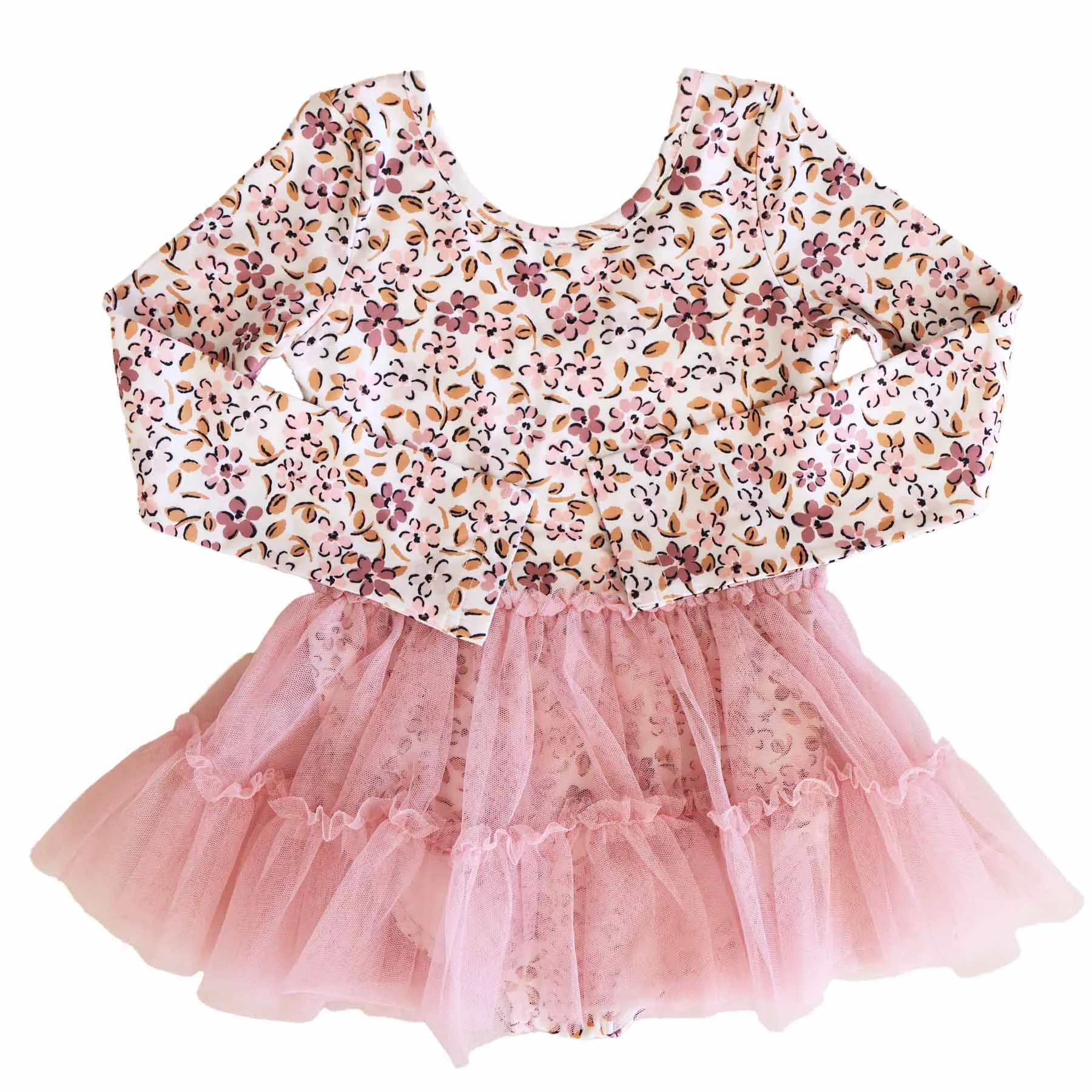 Long Sleeve Ruffle Skirt Leotard | Fall Blooms