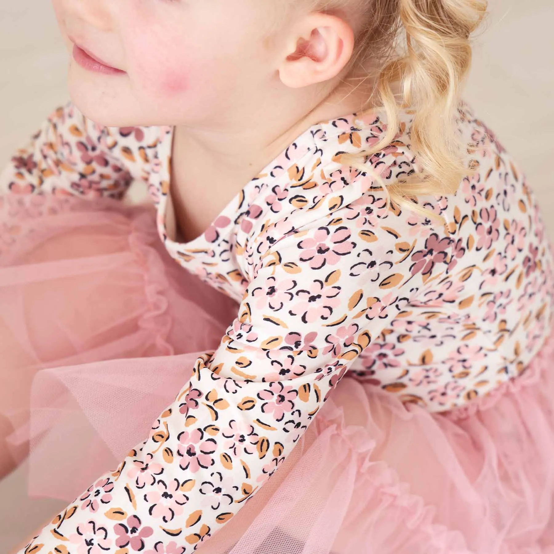 Long Sleeve Ruffle Skirt Leotard | Fall Blooms