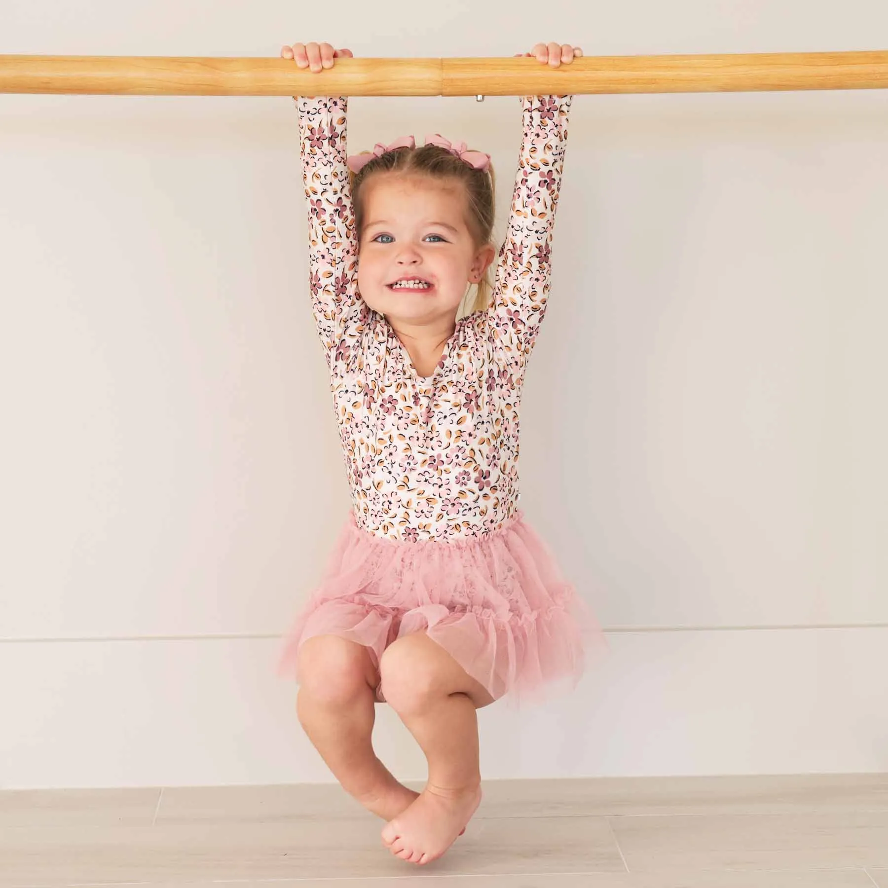 Long Sleeve Ruffle Skirt Leotard | Fall Blooms