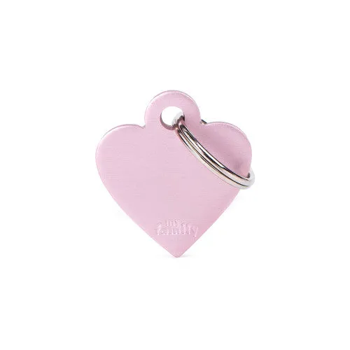 My Family Small Aluminium Pink Heart Pet ID