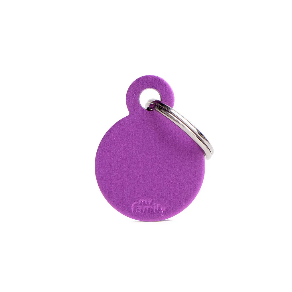 My Family Small Aluminium Purple Circle Pet ID