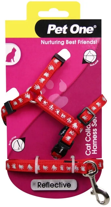 PET ONE CAT HARNESS & LEAD RED